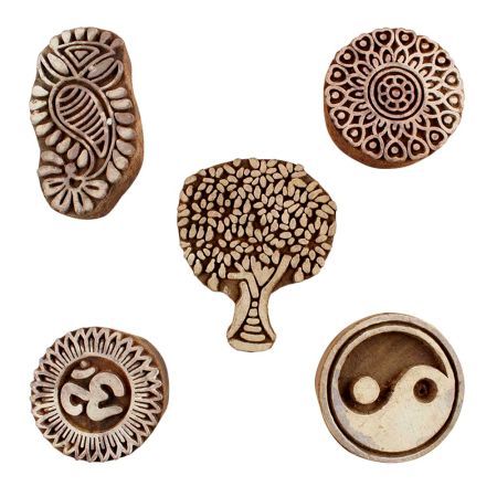 Set of 5 Piece New Mix Wooden Printing Blocks